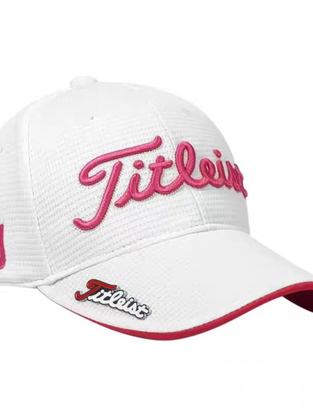 Titleist golf White Cap with Pink Script Logo